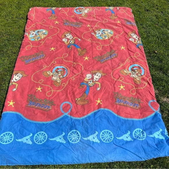 VTG Disney Toy Story Reversible Comforter Buzz Lightyear Woody’s Roundup 90s GUC - Picture 2 of 15